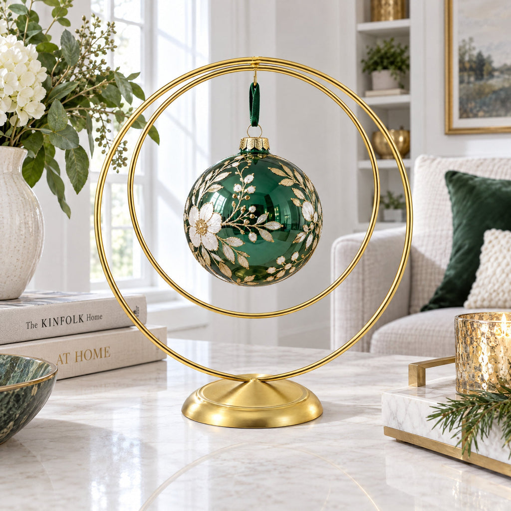 Contemporary Double Circle Gold Metal Ornament Display Stand 8.2 Inches Ornament Stands La Vie Bien Contemporary Double Circle Gold Metal Ornament Display Stand 8.2 Inches