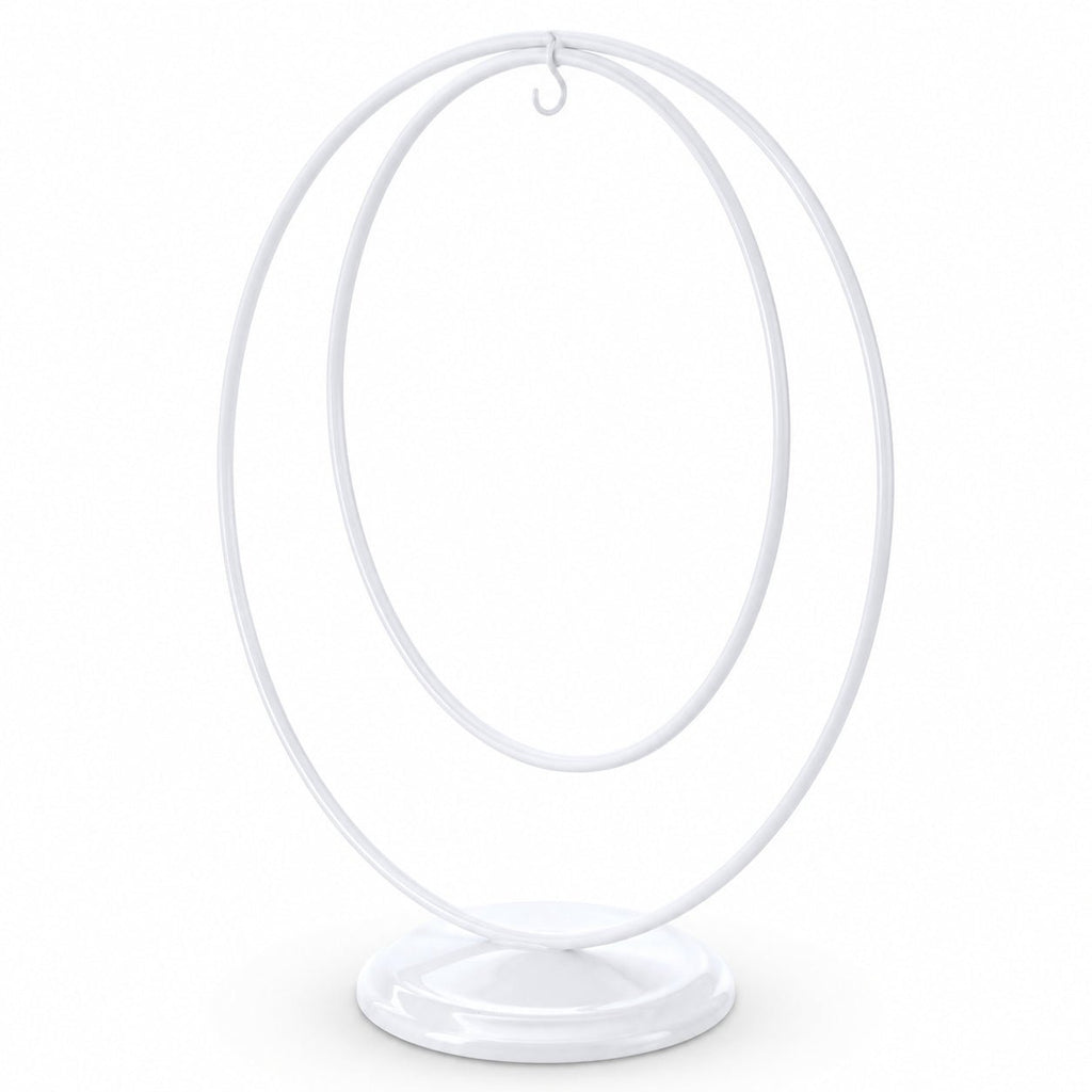 Contemporary Double Circle White Painted Metal Ornament Display Stand 8.2 Inches Ornament Stands La Vie Bien Contemporary Double Circle White Painted Metal Ornament Display Stand 8.2 Inches