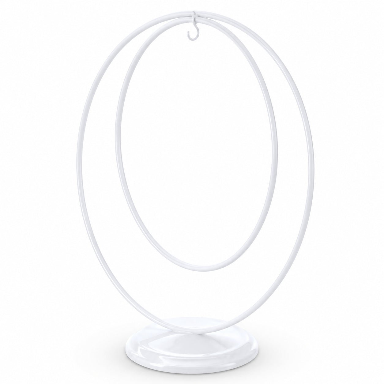 Contemporary Double Circle White Painted Metal Ornament Display Stand 8.2 Inches Ornament Stands La Vie Bien Contemporary Double Circle White Painted Metal Ornament Display Stand 8.2 Inches