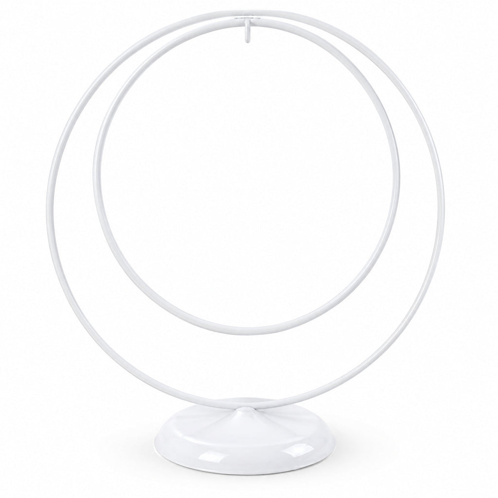 Contemporary Double Circle White Painted Metal Ornament Display Stand 8.2 Inches Ornament Stands La Vie Bien Contemporary Double Circle White Painted Metal Ornament Display Stand 8.2 Inches