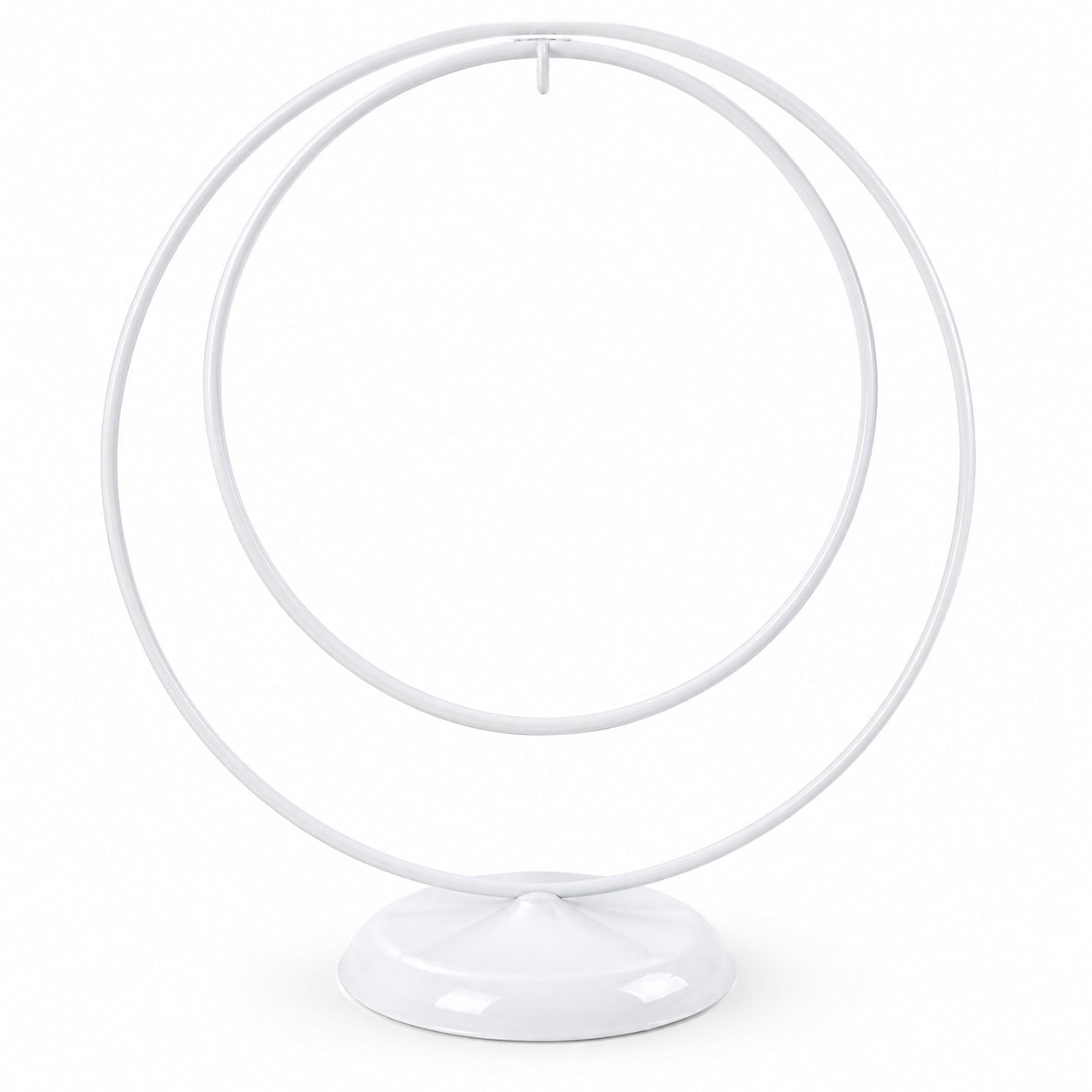 Contemporary Double Circle White Painted Metal Ornament Display Stand 8.2 Inches Ornament Stands La Vie Bien Contemporary Double Circle White Painted Metal Ornament Display Stand 8.2 Inches