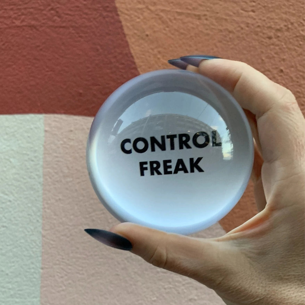 Control Freak Glass Dome Paperweight | Paper Document Holder | Desk Organizer Ornament by The Bullish Store