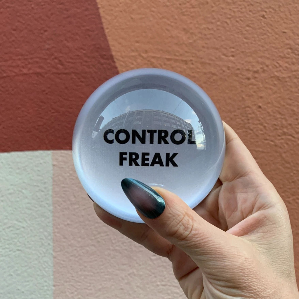 Control Freak Glass Dome Paperweight | Paper Document Holder | Desk Organizer Ornament by The Bullish Store