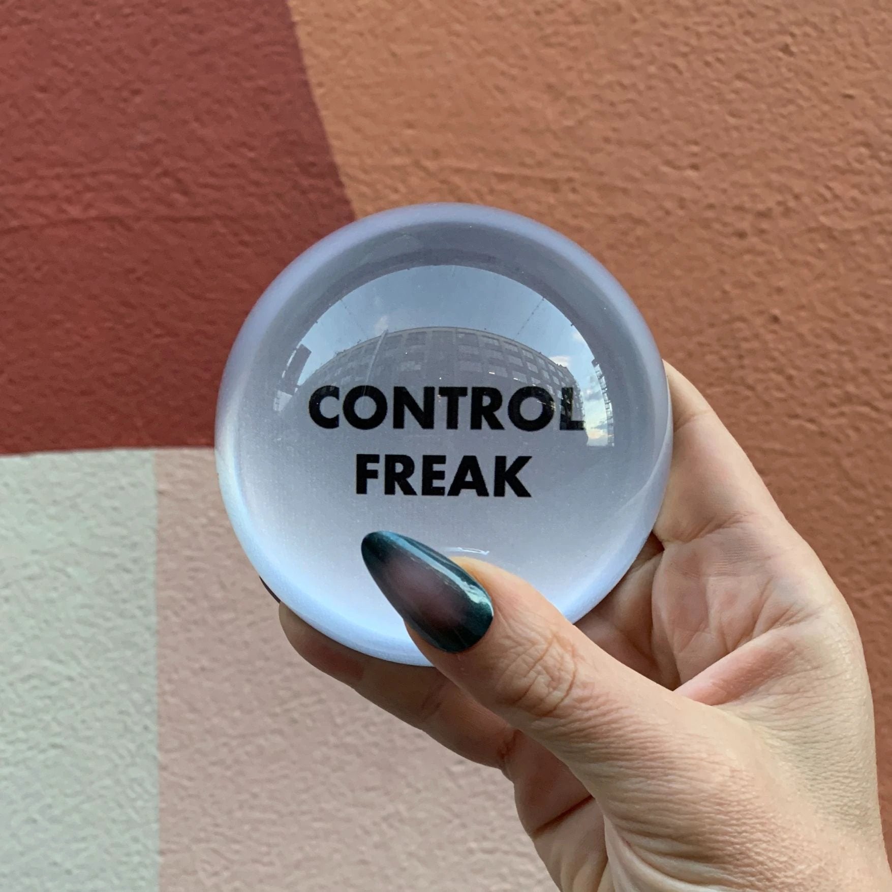 Control Freak Glass Dome Paperweight | Paper Document Holder | Desk Organizer Ornament by The Bullish Store