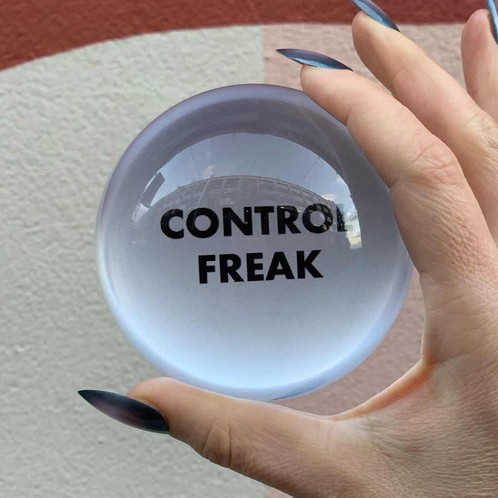 Control Freak Glass Dome Paperweight | Paper Document Holder | Desk Organizer Ornament by The Bullish Store