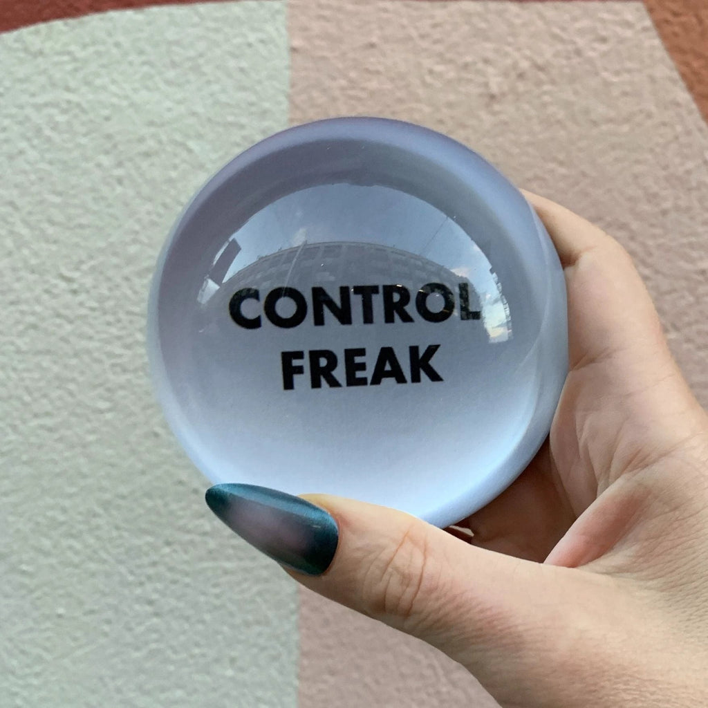 Control Freak Glass Dome Paperweight | Paper Document Holder | Desk Organizer Ornament by The Bullish Store