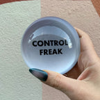 Control Freak Glass Dome Paperweight | Paper Document Holder | Desk Organizer Ornament by The Bullish Store