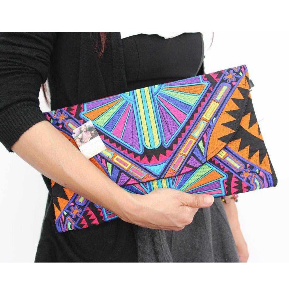 Convertible Embroidered Clutch Crossbody Bag - Thailand Bags La Vie Bien Convertible Embroidered Clutch Crossbody Bag - Thailand