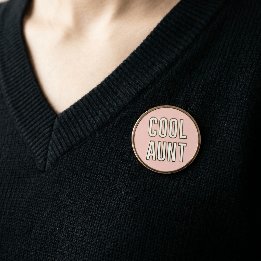 Cool Aunt Brass Lapel Pin in Black or Pink Pins La Vie Bien Cool Aunt Brass Lapel Pin in Black or Pink