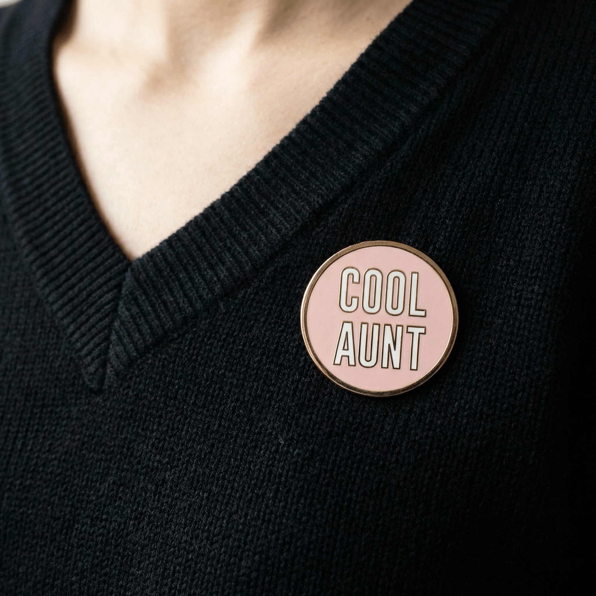 Cool Aunt Brass Lapel Pin in Black or Pink Pins La Vie Bien Cool Aunt Brass Lapel Pin in Black or Pink