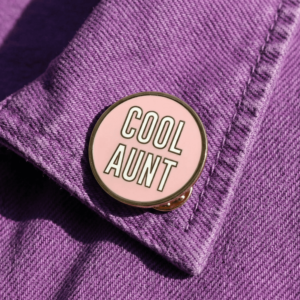 Cool Aunt Brass Lapel Pin in Black or Pink Pins La Vie Bien Cool Aunt Brass Lapel Pin in Black or Pink