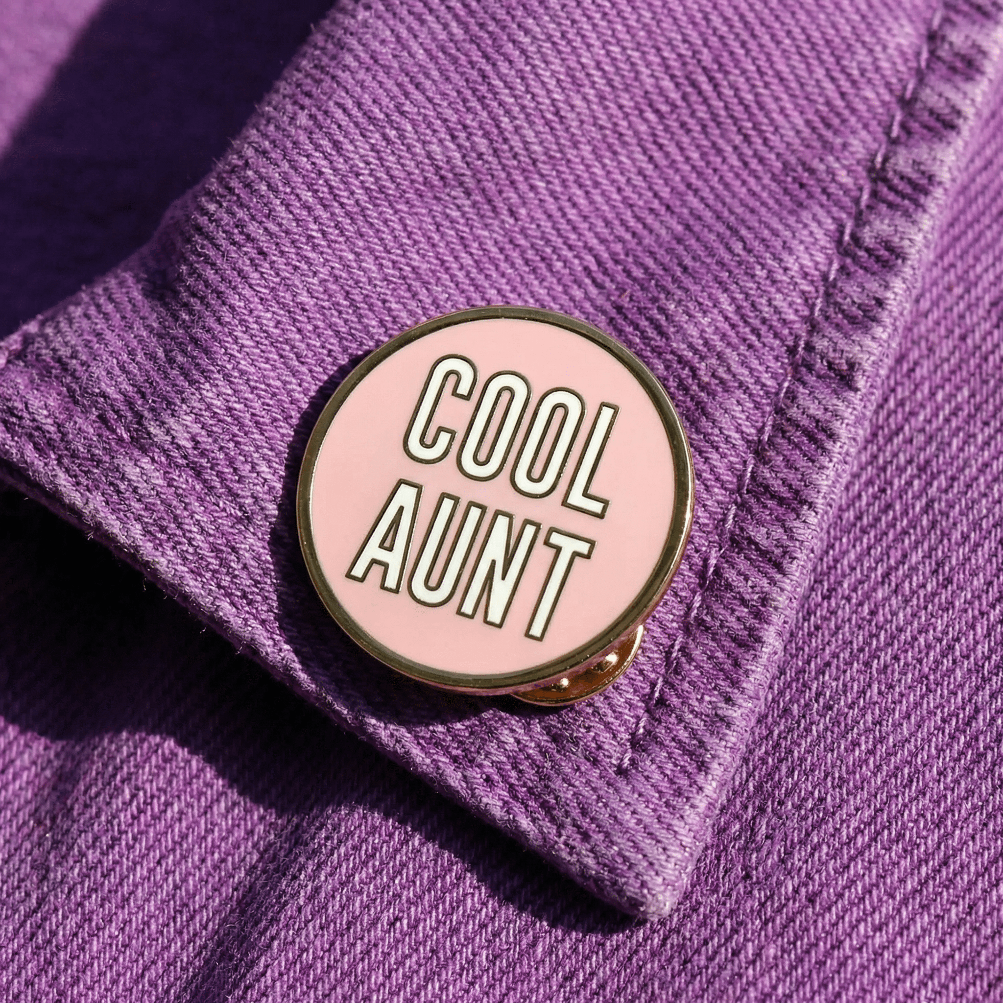 Cool Aunt Brass Lapel Pin in Black or Pink Pins La Vie Bien Cool Aunt Brass Lapel Pin in Black or Pink