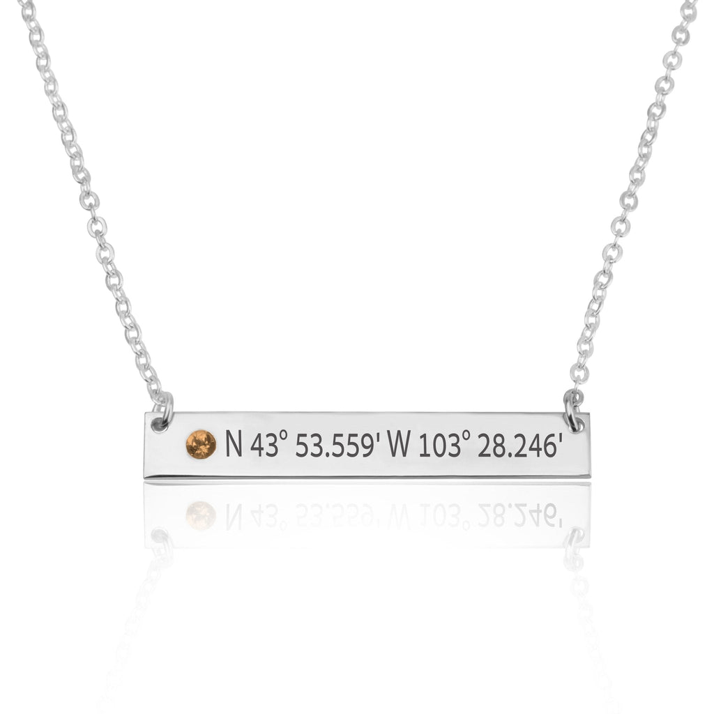 Coordinates Bar Necklace With Birthstone La Vie Bien Coordinates Bar Necklace With Birthstone