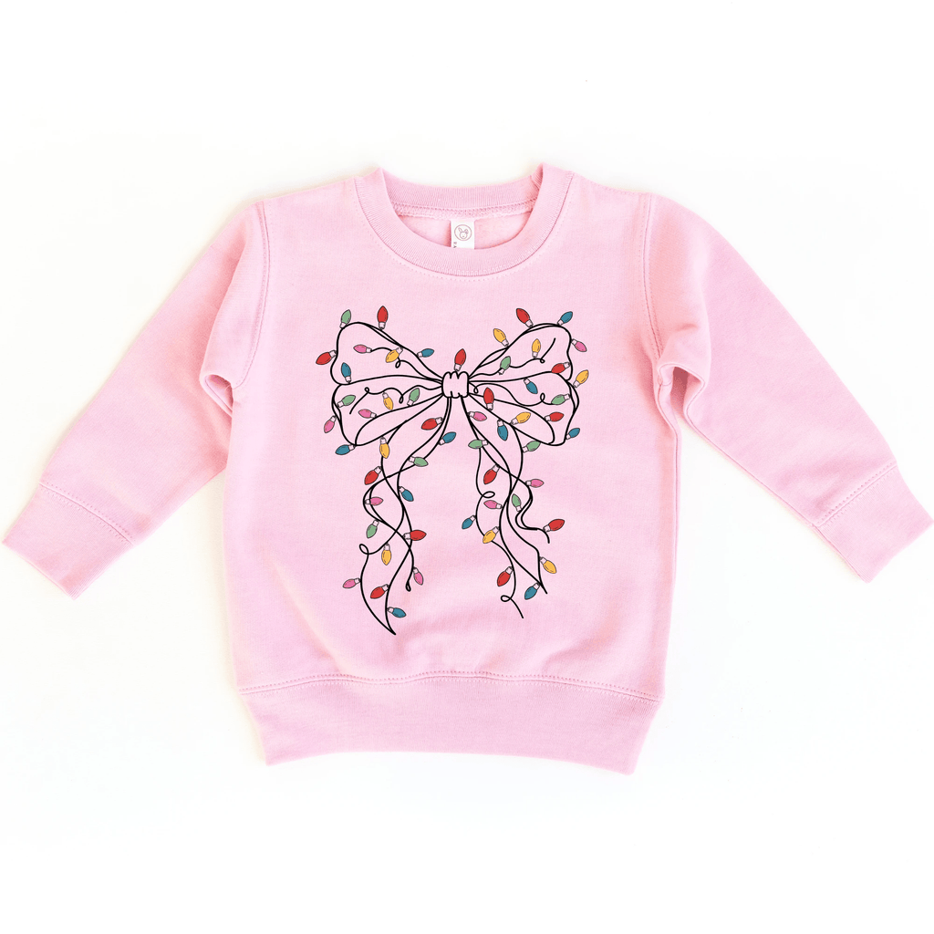 Coquette Bow Christmas Lights toddler and youth Sweater by Benny and Ray Apparel