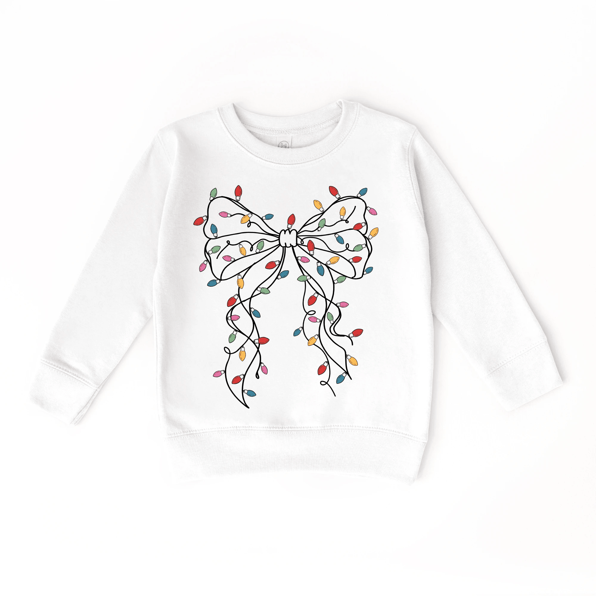 Coquette Bow Christmas Lights toddler and youth Sweater by Benny and Ray Apparel