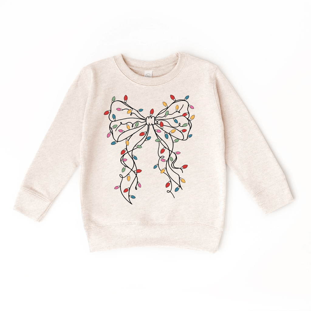 Coquette Bow Christmas Lights toddler and youth Sweater by Benny and Ray Apparel