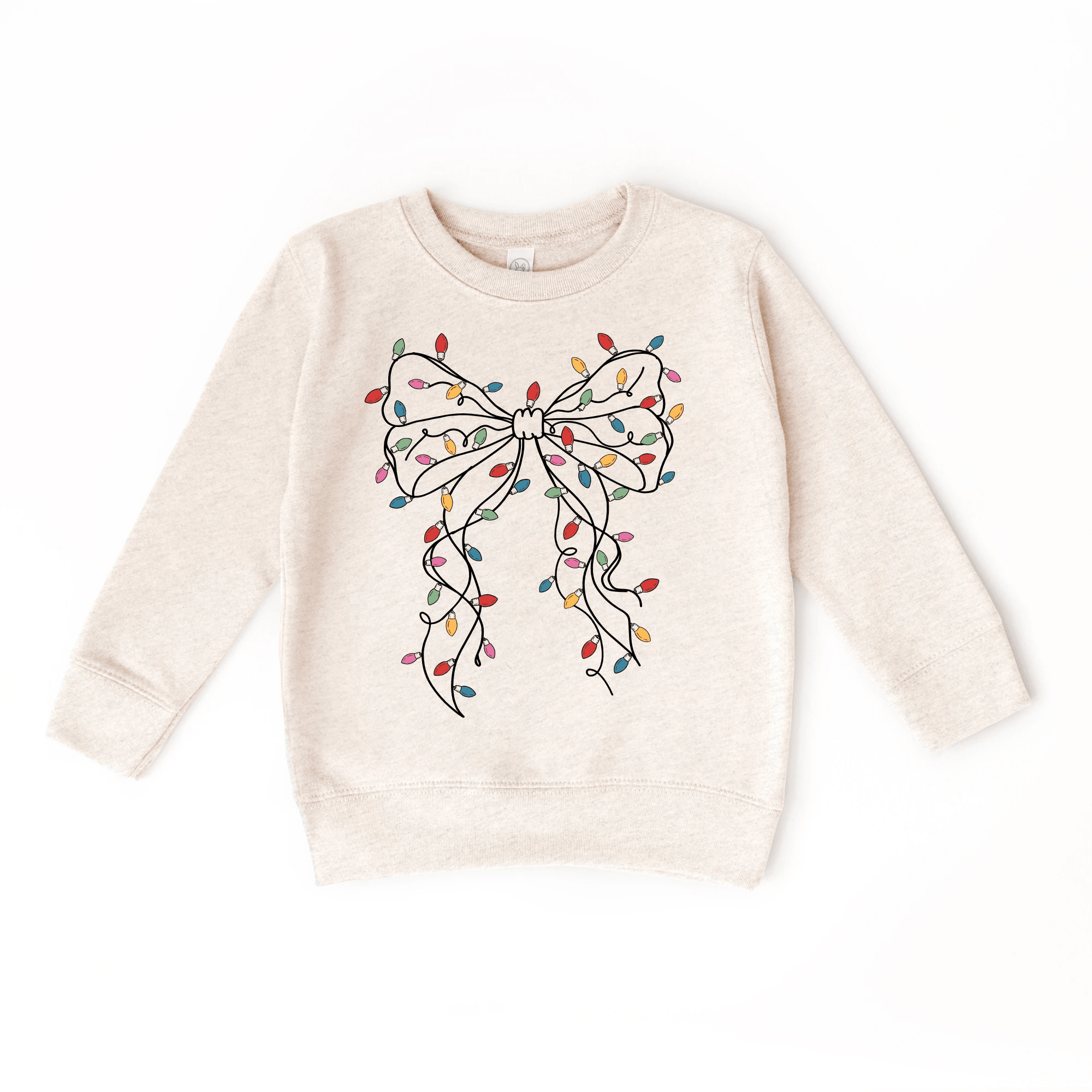 Coquette Bow Christmas Lights toddler and youth Sweater by Benny and Ray Apparel