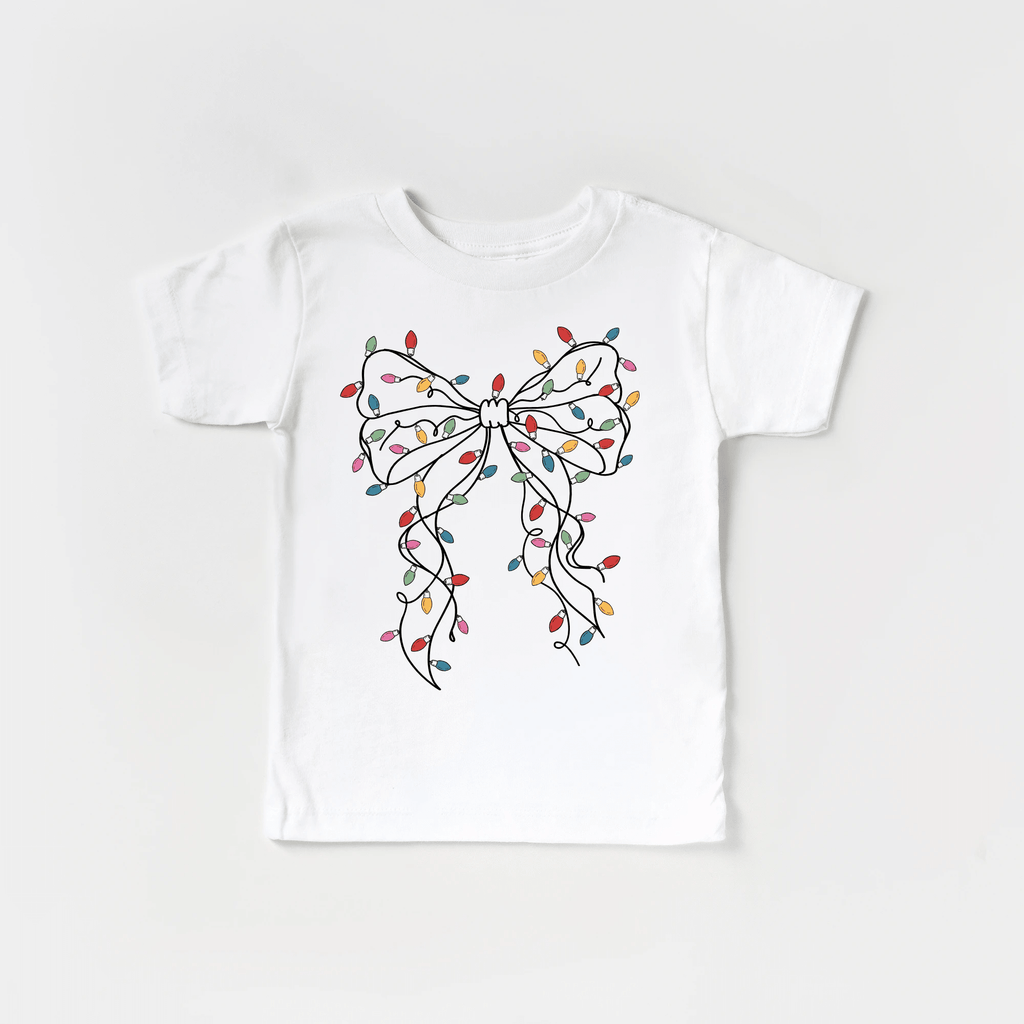 Coquette Bow Christmas Lights toddler and youth Tee by Benny and Ray Apparel
