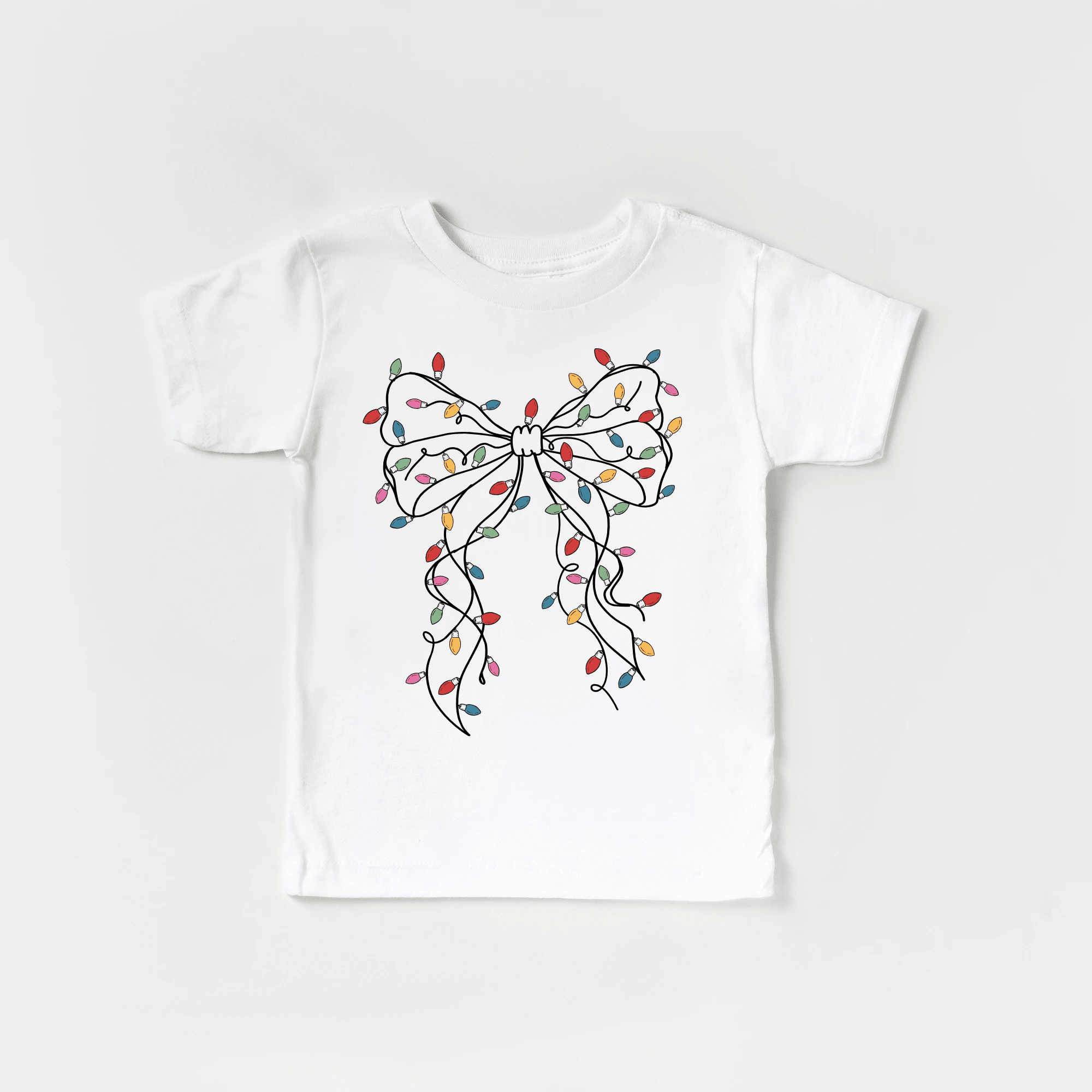 Coquette Bow Christmas Lights toddler and youth Tee by Benny and Ray Apparel