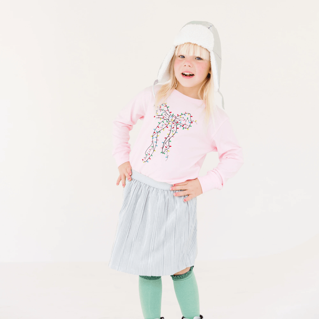 Coquette Bow Christmas Lights toddler and youth Tee by Benny and Ray Apparel