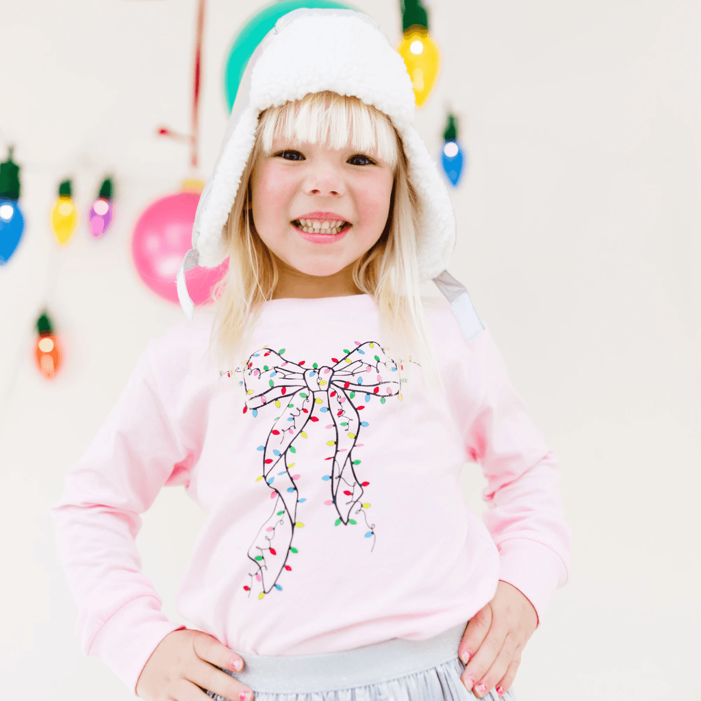 Coquette Bow Christmas Lights toddler and youth Tee by Benny and Ray Apparel