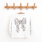 Coquette Bow Christmas Lights toddler and youth Tee by Benny and Ray Apparel