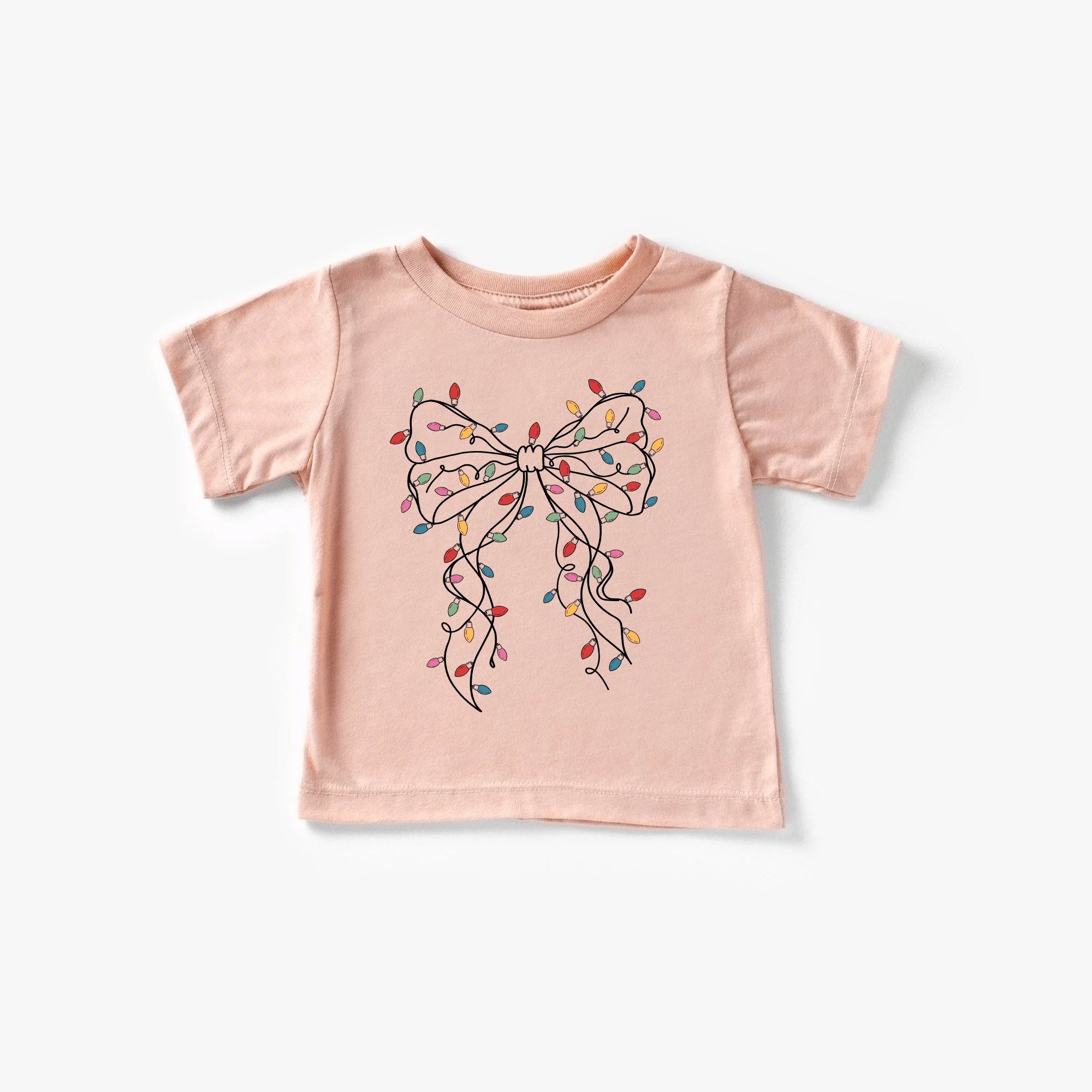 Coquette Bow Christmas Lights toddler and youth Tee by Benny and Ray Apparel