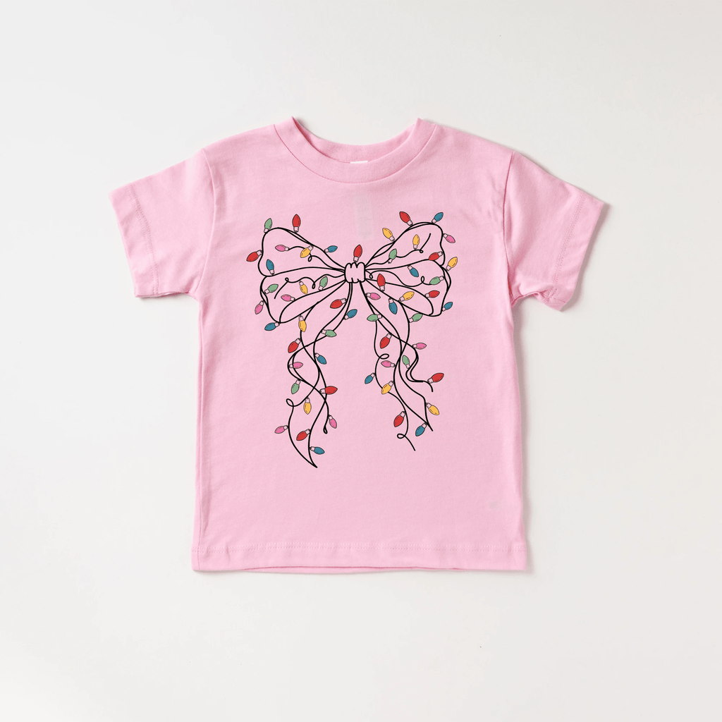 Coquette Bow Christmas Lights toddler and youth Tee by Benny and Ray Apparel