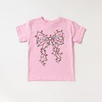 Coquette Bow Christmas Lights toddler and youth Tee by Benny and Ray Apparel
