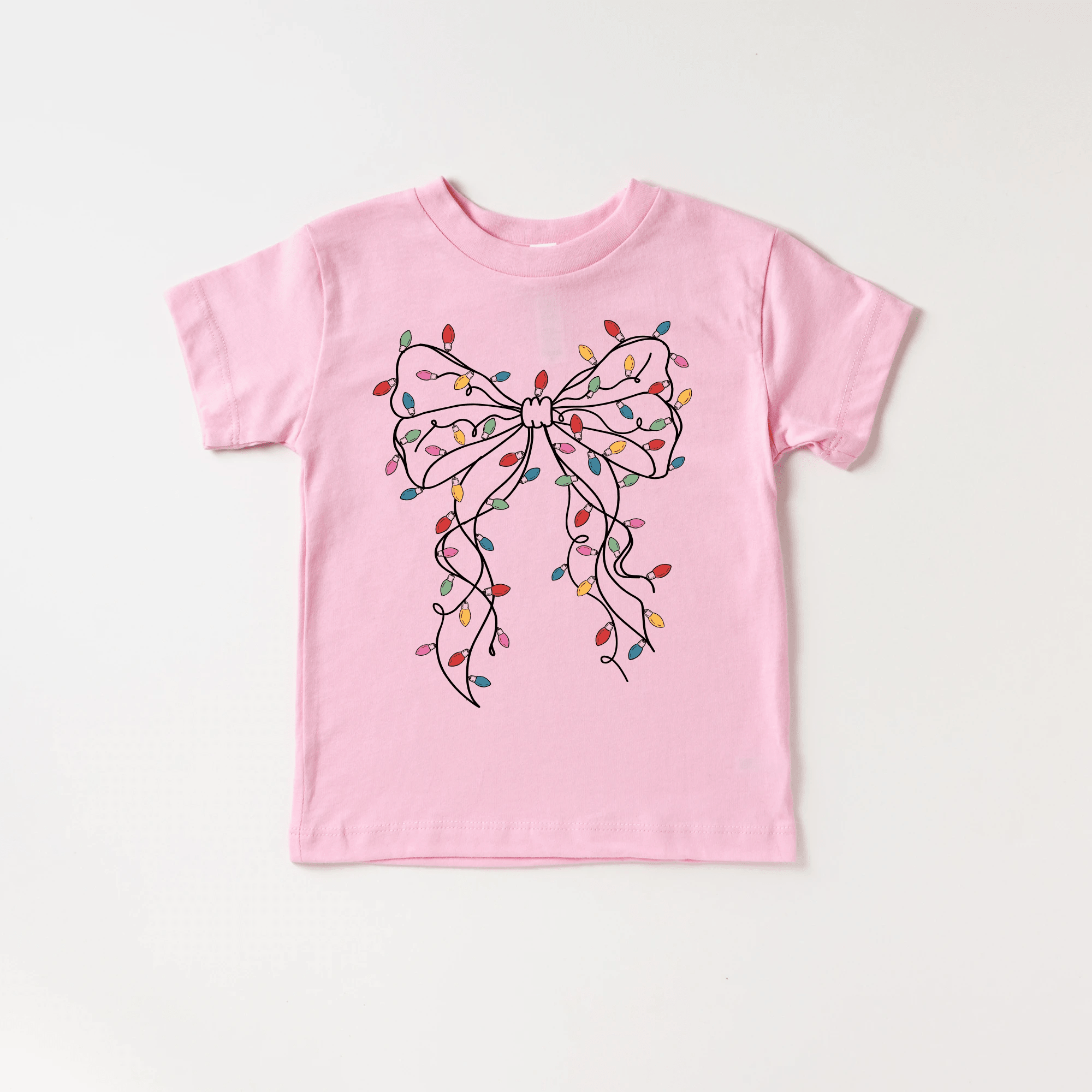 Coquette Bow Christmas Lights toddler and youth Tee by Benny and Ray Apparel