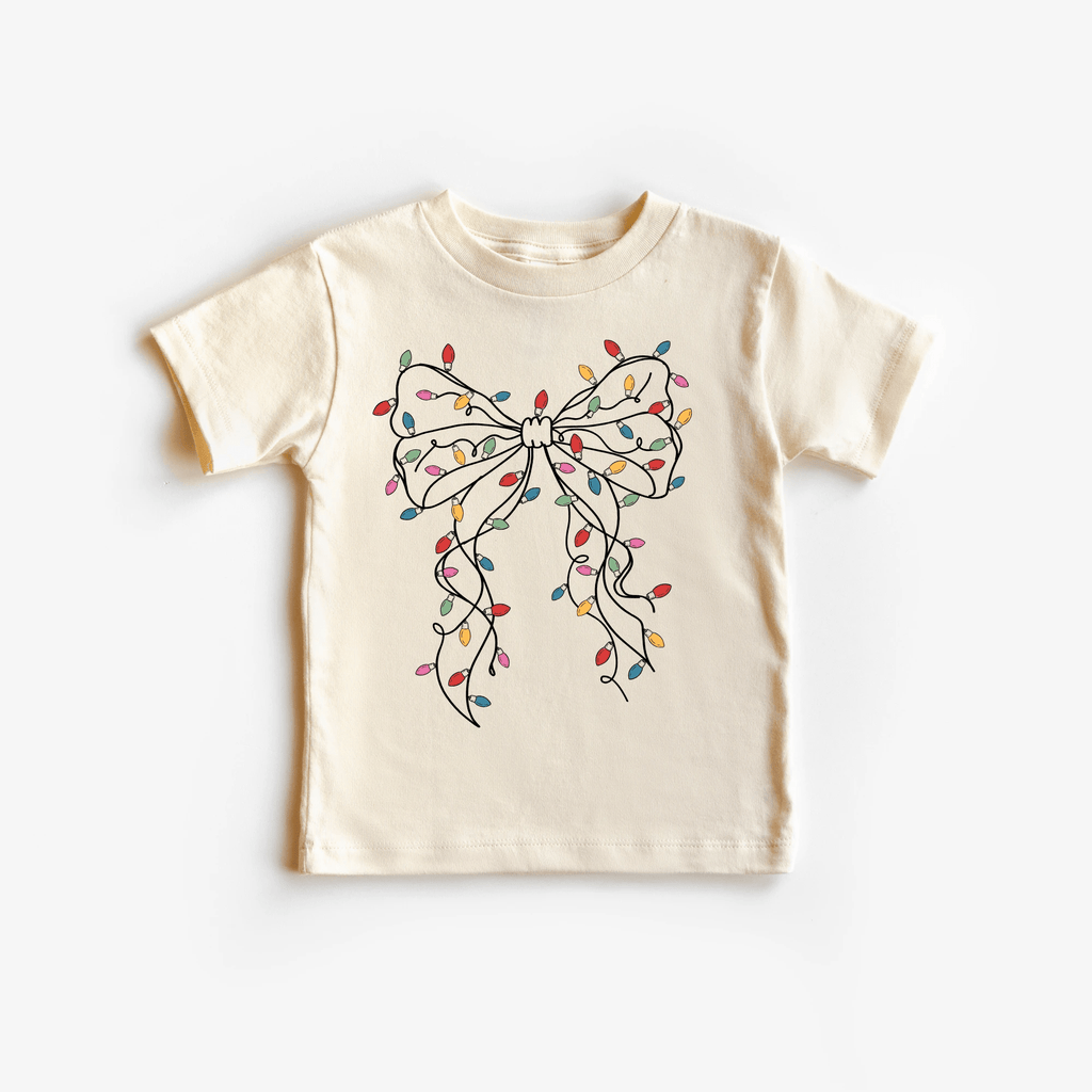 Coquette Bow Christmas Lights toddler and youth Tee by Benny and Ray Apparel