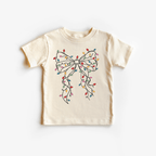 Coquette Bow Christmas Lights toddler and youth Tee by Benny and Ray Apparel