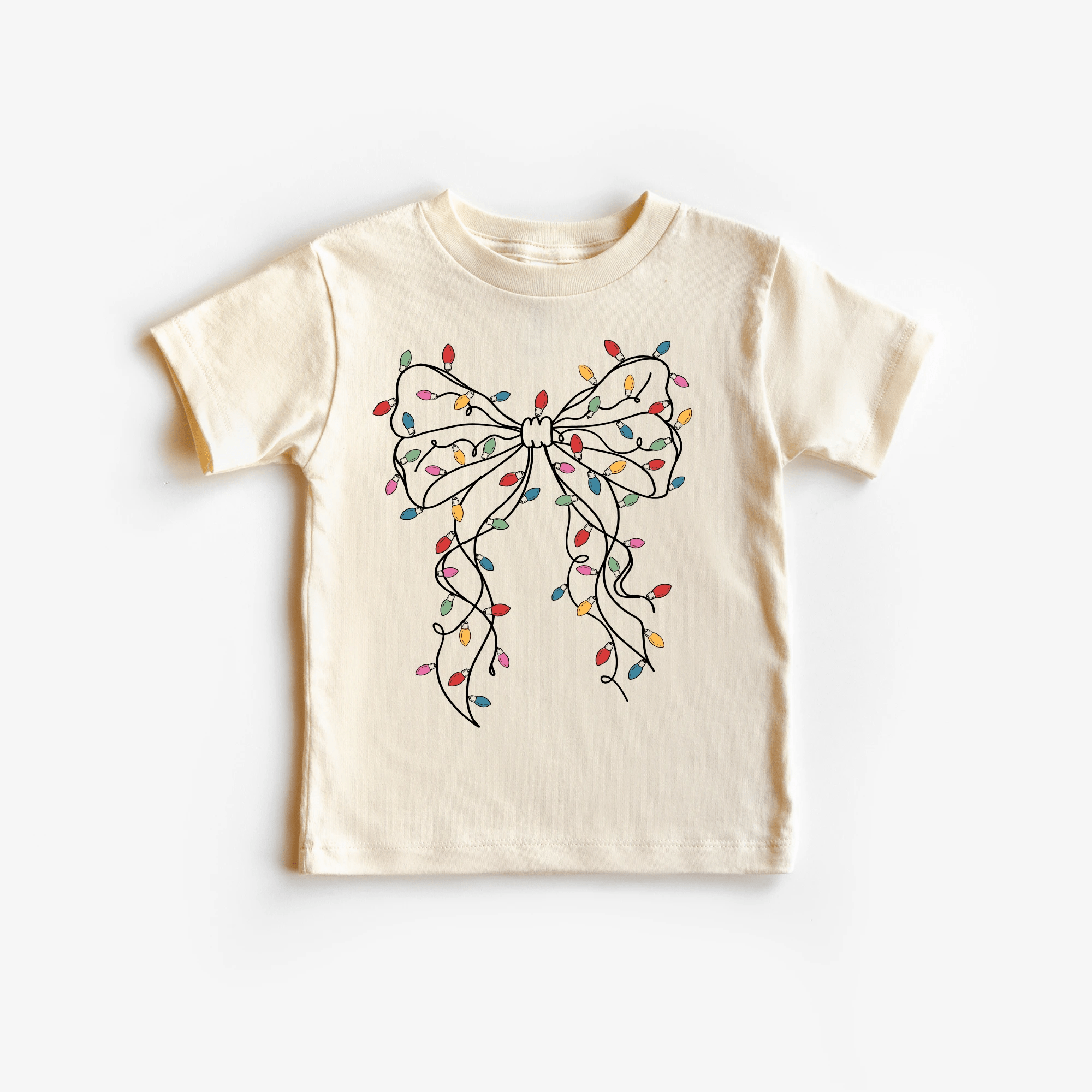 Coquette Bow Christmas Lights toddler and youth Tee by Benny and Ray Apparel