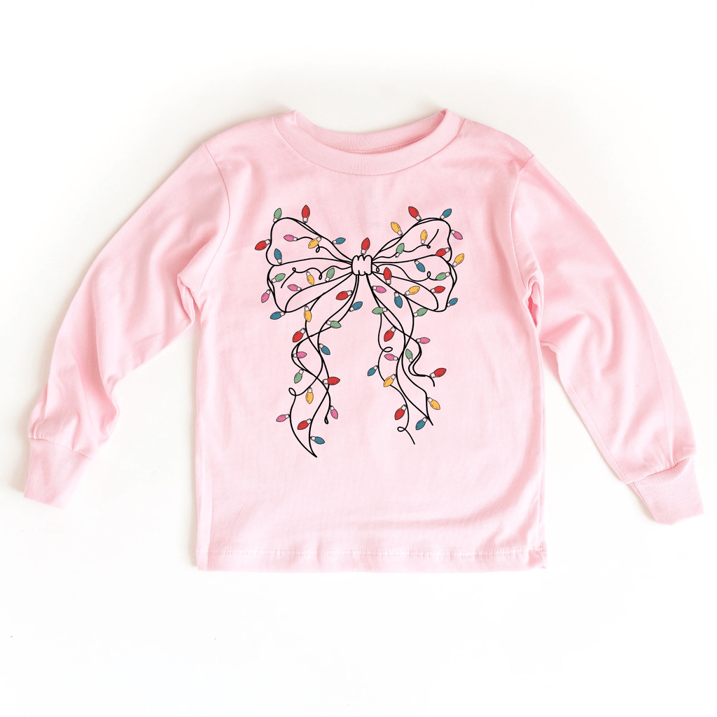 Coquette Bow Christmas Lights toddler and youth Tee by Benny and Ray Apparel