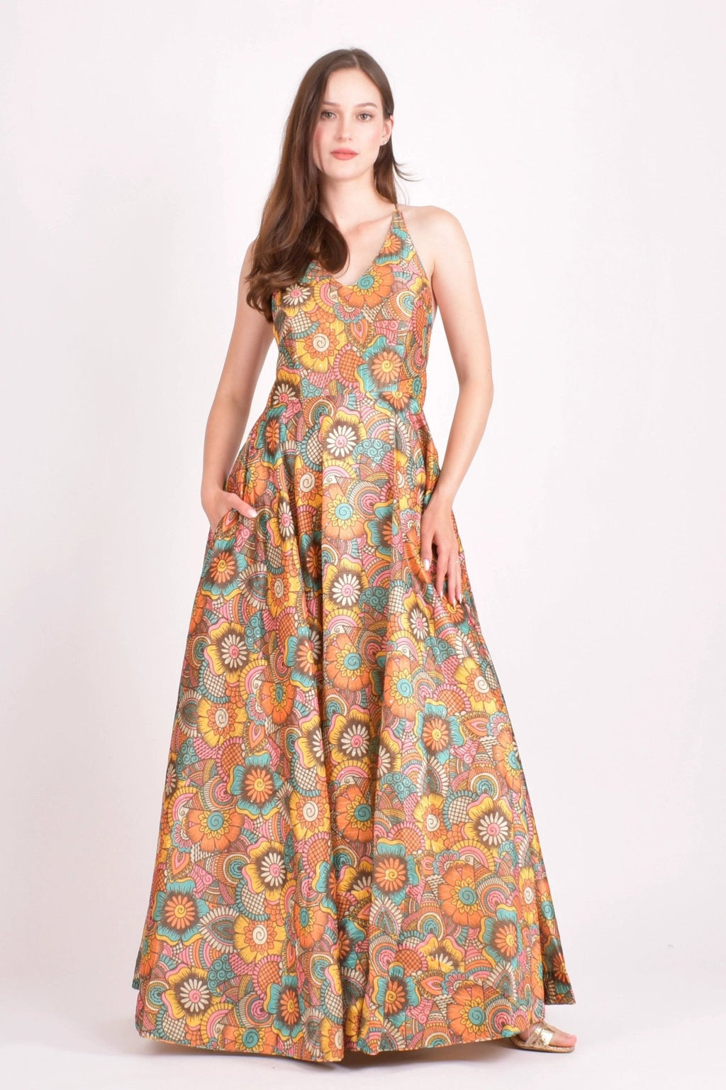 Cora Long Dress with Sequins Work by Raas