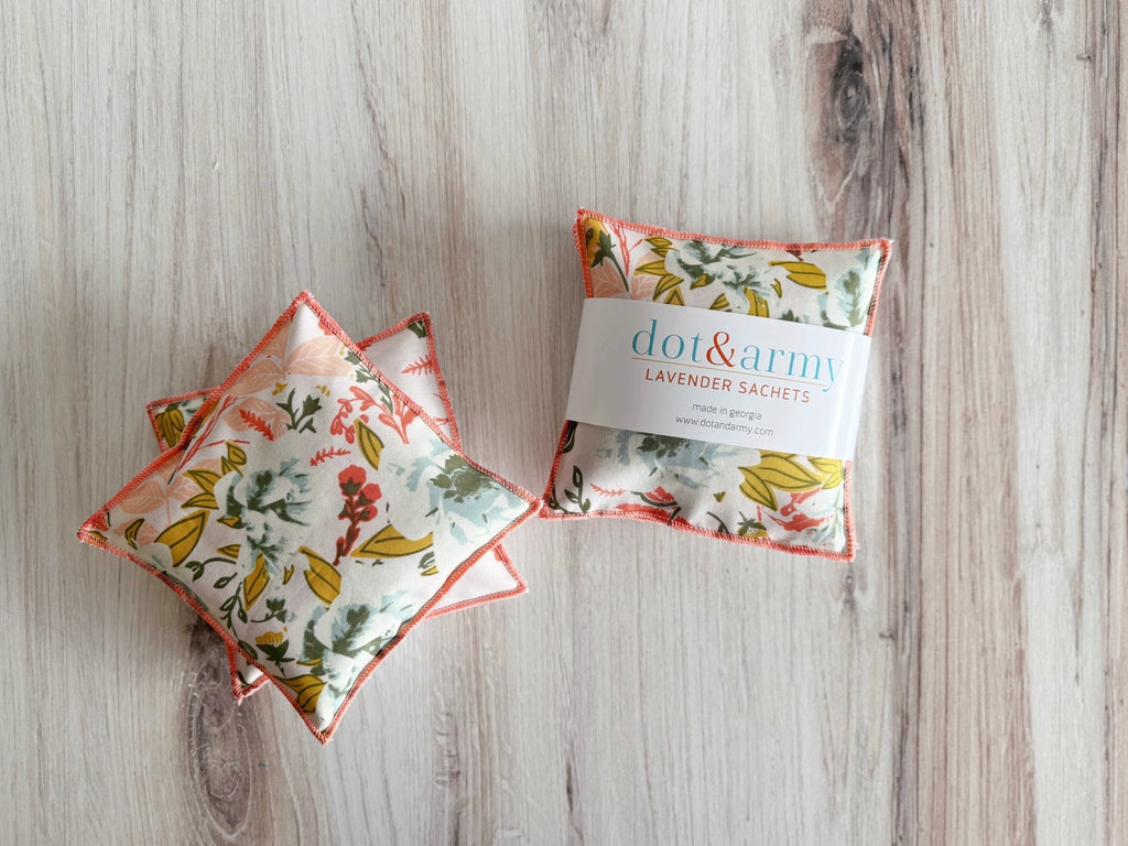 Coral and Blue Lavender Sachets, set of two by Dot and Army