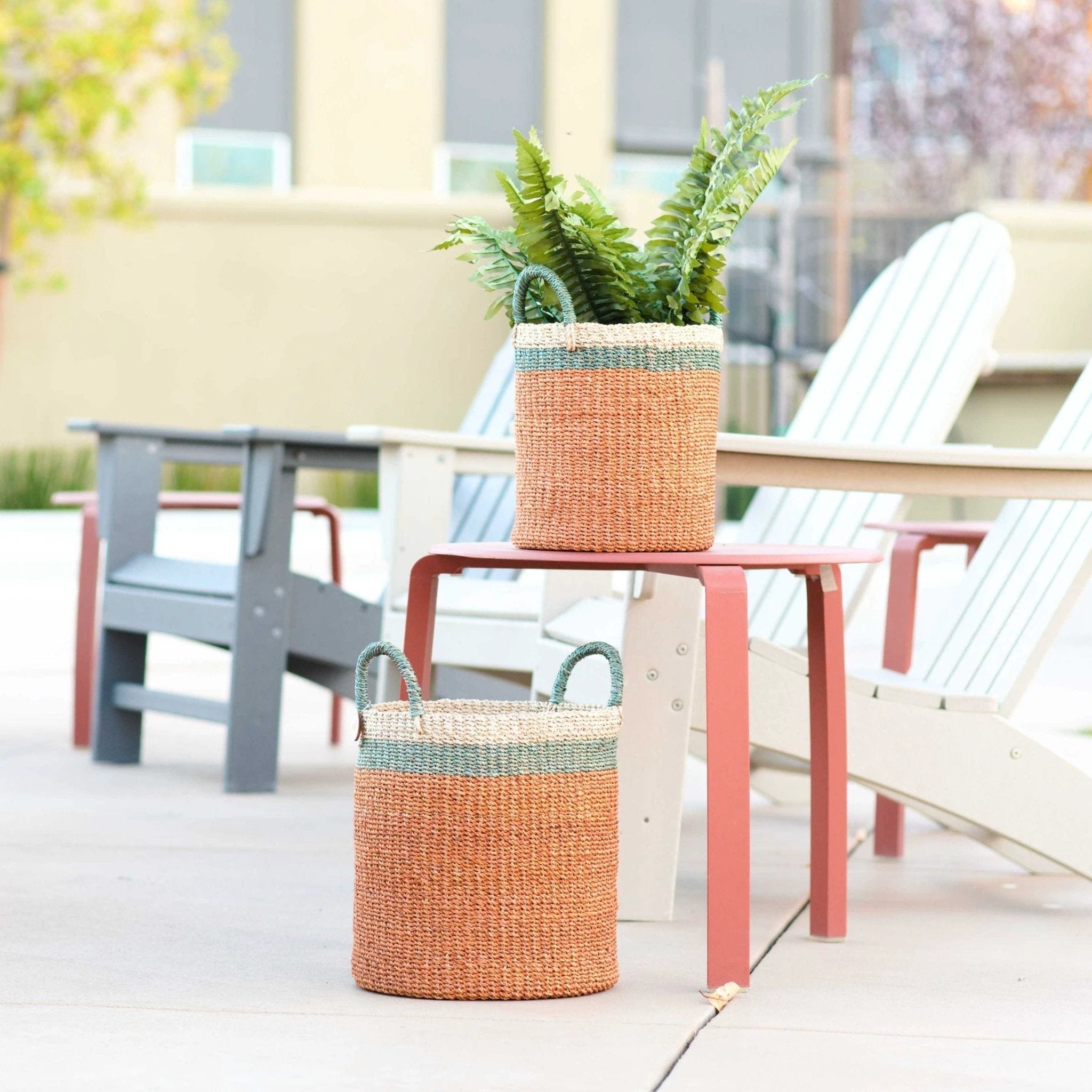 Coral Baskets with Handle, set of 2 - Woven Baskets | LIKHÂ by LIKHÂ