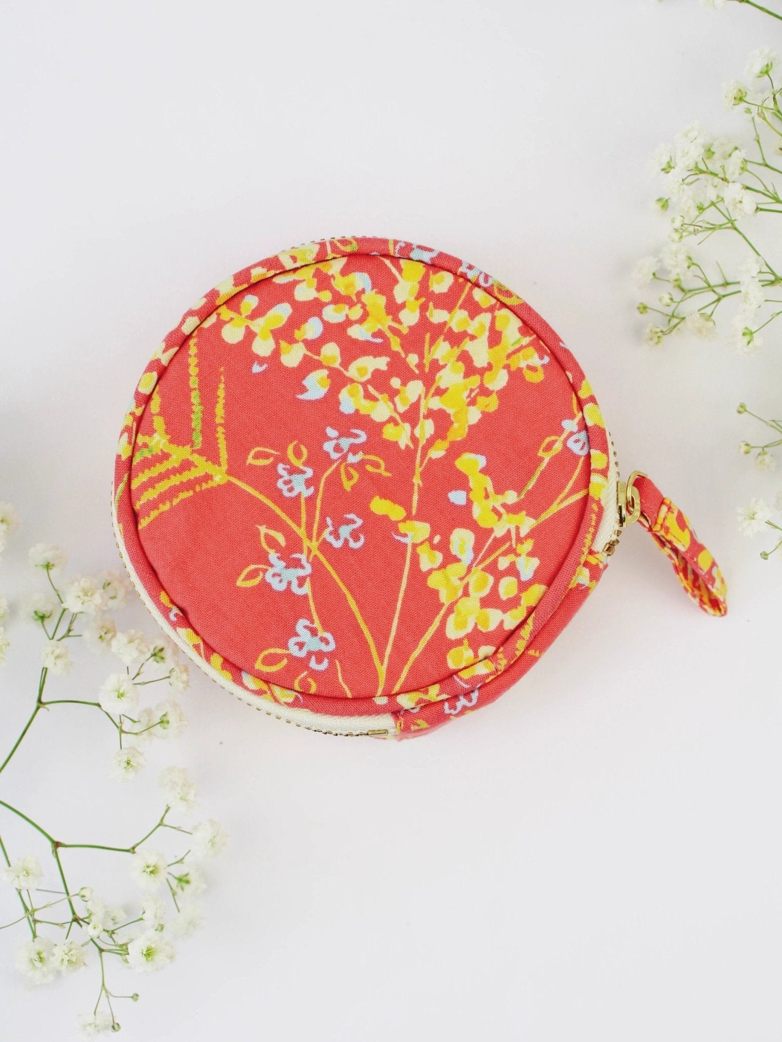 Coral Meadow Flowers Jewelry Pouch by Ash & Rose
