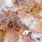 Corundum and Bronze Triangle Necklace by Barse Jewelry