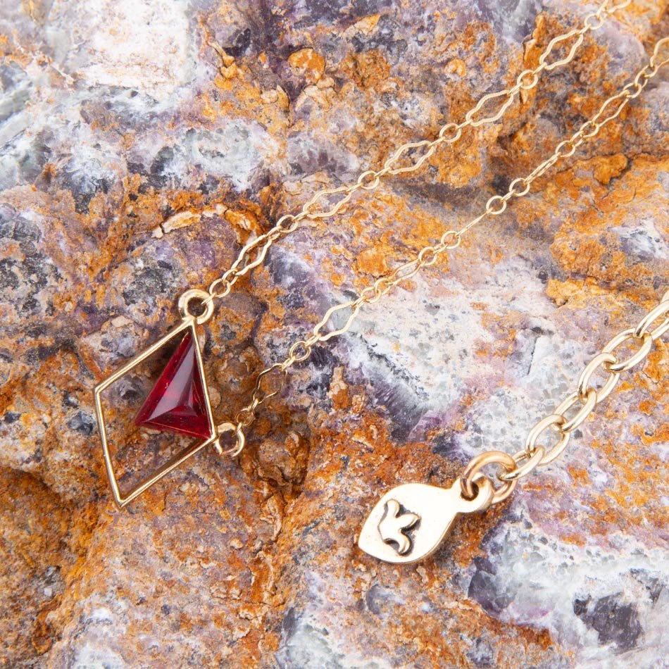 Corundum and Bronze Triangle Necklace by Barse Jewelry