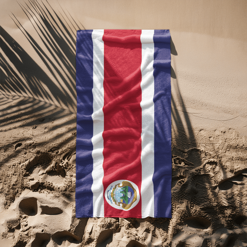 Costa Rica Flag Beach Towel Beach Towel (Generic Brand) La Vie Bien Costa Rica Flag Beach Towel
