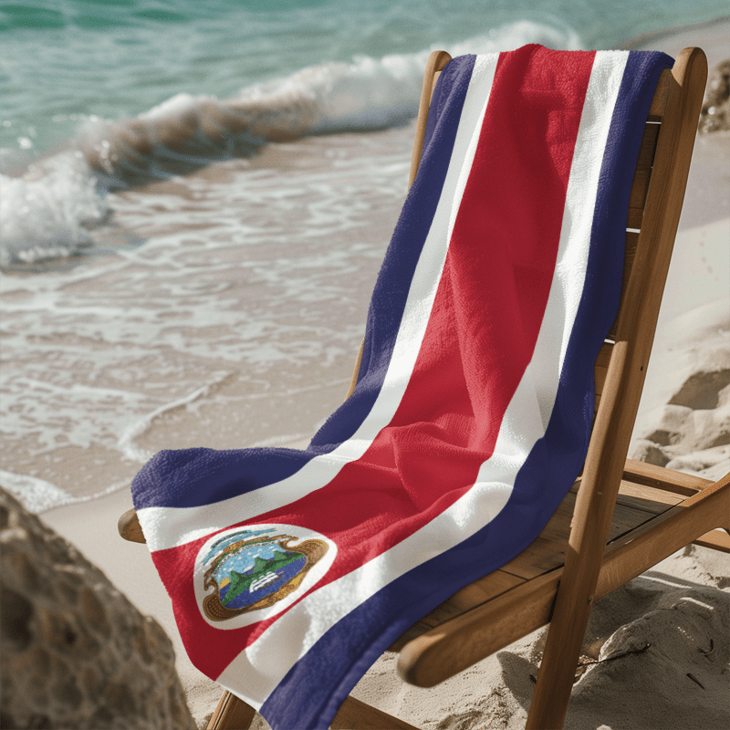 Costa Rica Flag Beach Towel Beach Towel (Generic Brand) La Vie Bien Costa Rica Flag Beach Towel