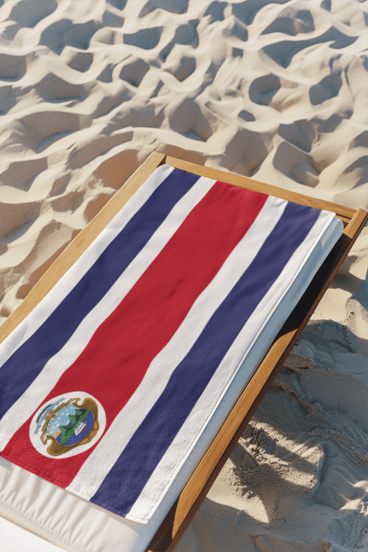 Costa Rica Flag Beach Towel Beach Towel (Generic Brand) La Vie Bien Costa Rica Flag Beach Towel