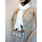 Cotton Pom Pom Sustainably Made Scarf - Thailand Apparel La Vie Bien Cotton Pom Pom Sustainably Made Scarf - Thailand