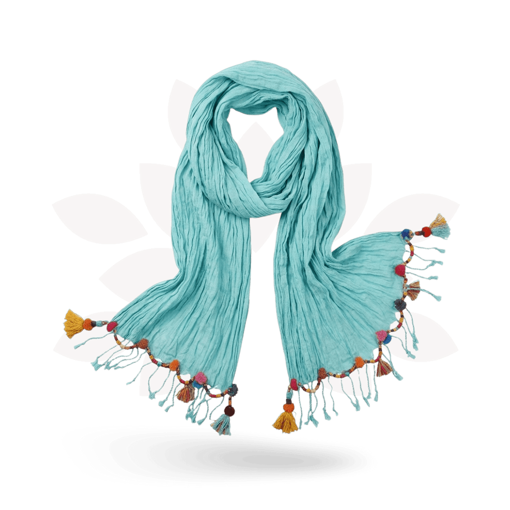 Cotton Pom Pom Sustainably Made Scarf - Thailand Apparel La Vie Bien Cotton Pom Pom Sustainably Made Scarf - Thailand