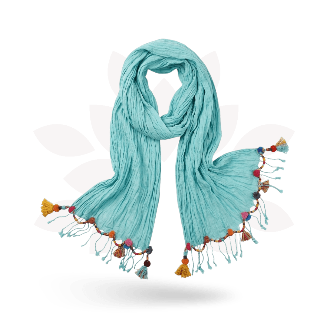 Cotton Pom Pom Sustainably Made Scarf - Thailand Apparel La Vie Bien Cotton Pom Pom Sustainably Made Scarf - Thailand