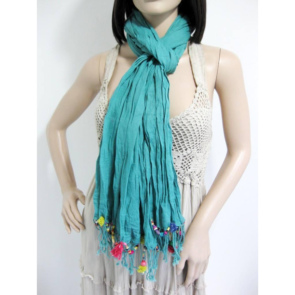 Cotton Pom Pom Sustainably Made Scarf - Thailand Apparel La Vie Bien Cotton Pom Pom Sustainably Made Scarf - Thailand