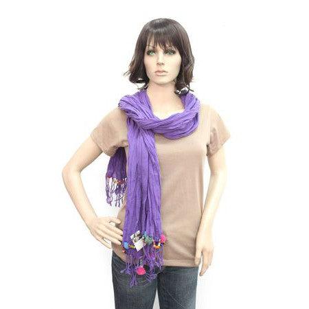 Cotton Pom Pom Sustainably Made Scarf - Thailand Apparel La Vie Bien Cotton Pom Pom Sustainably Made Scarf - Thailand