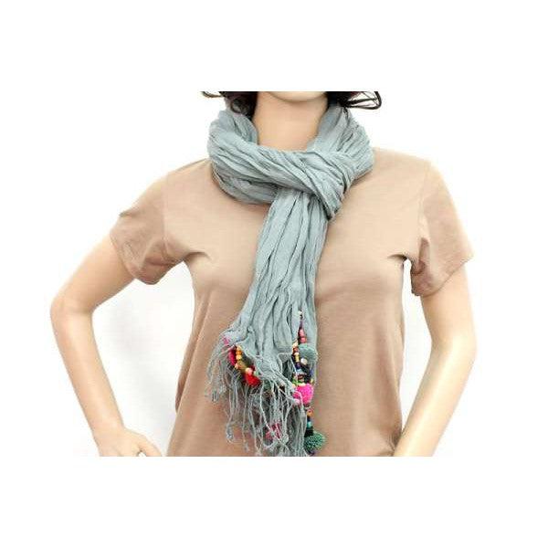 Cotton Pom Pom Sustainably Made Scarf - Thailand Apparel La Vie Bien Cotton Pom Pom Sustainably Made Scarf - Thailand