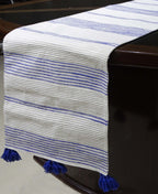 Cotton Table Runner with Blue Stripes 16"x90" Dining Decor La Vie Bien Cotton Table Runner with Blue Stripes 16"x90"